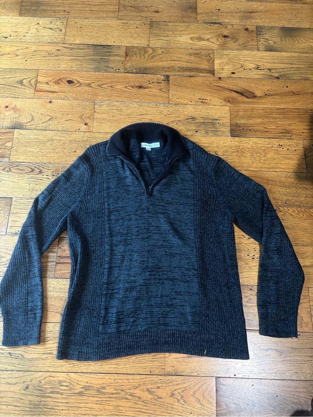 Calvin Klein 100% Cotton Men's Half-Zip Sweater Pullover - Dark Charcoal Size XL